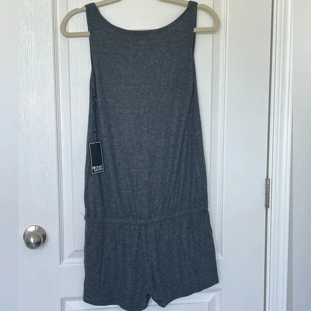 NWT Micheal Lauren Charcoal Gray Romper Size Medium Drawstring Waist - Picture 4 of 12
